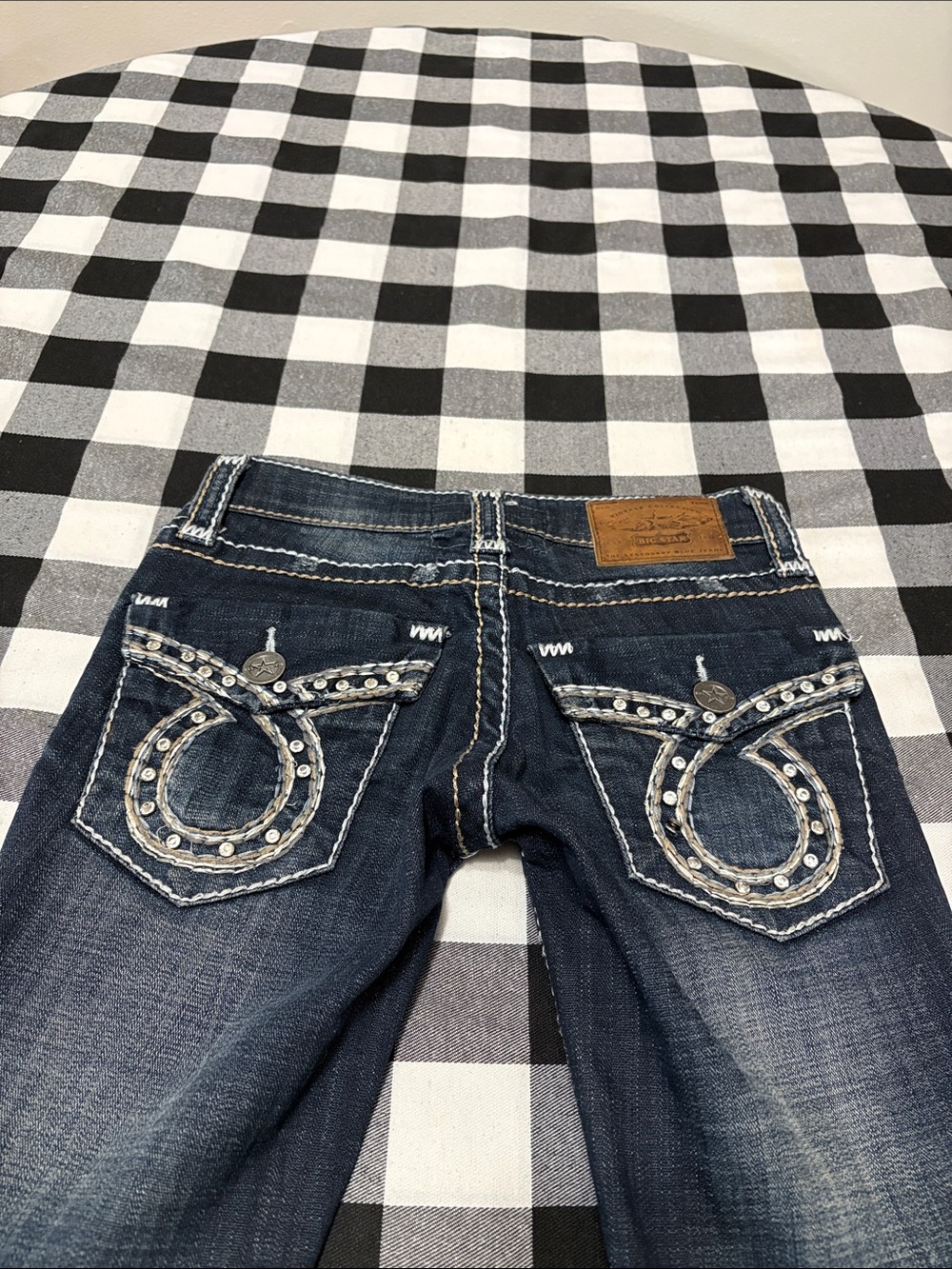 Big Star Liv Bootcut Jeans Sz 24 x 34.5 Long Stretch Embellished Bling Low Rise